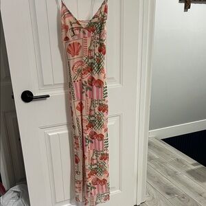 Floral Pink and Green Maxi Dress